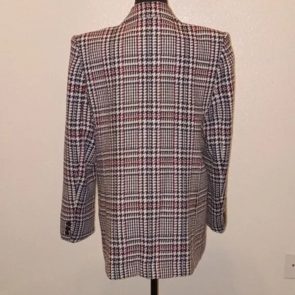 Worthington black and white wool blend herringbone blazer with Specks of color - Picture 5 of 11